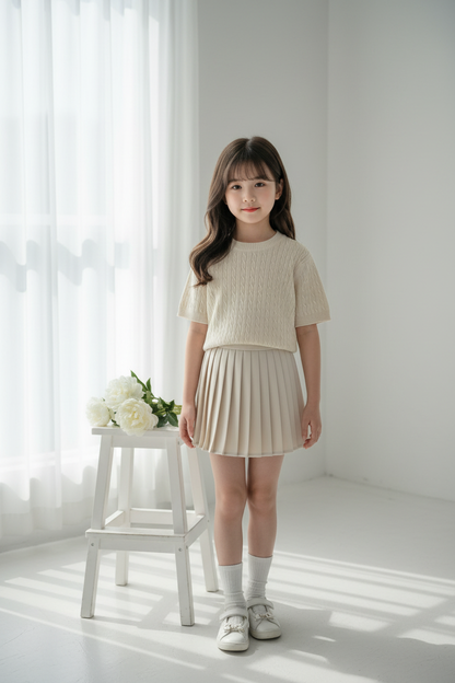 Cream knit set on girl