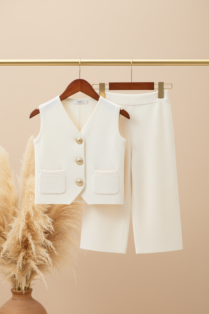 Cream vest and pants set