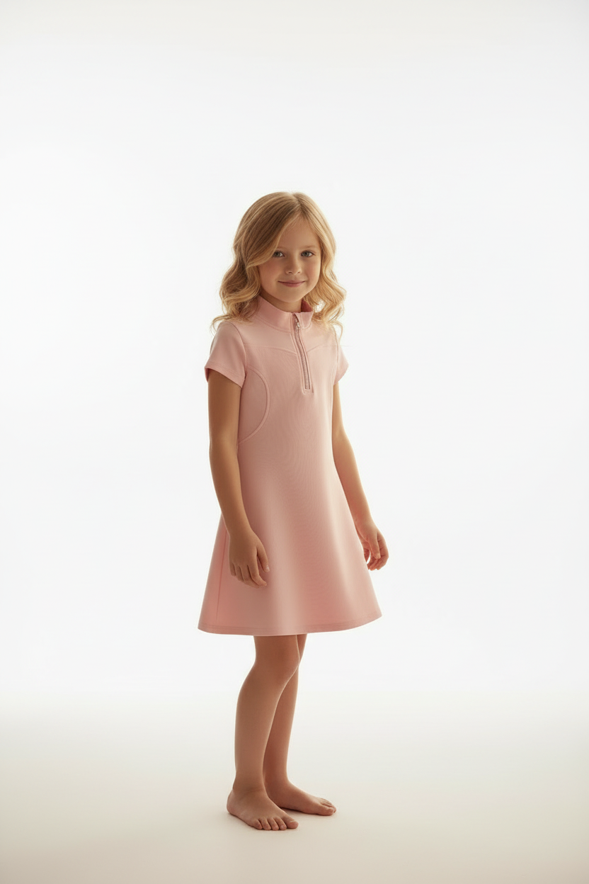 Pink dress on girl white background