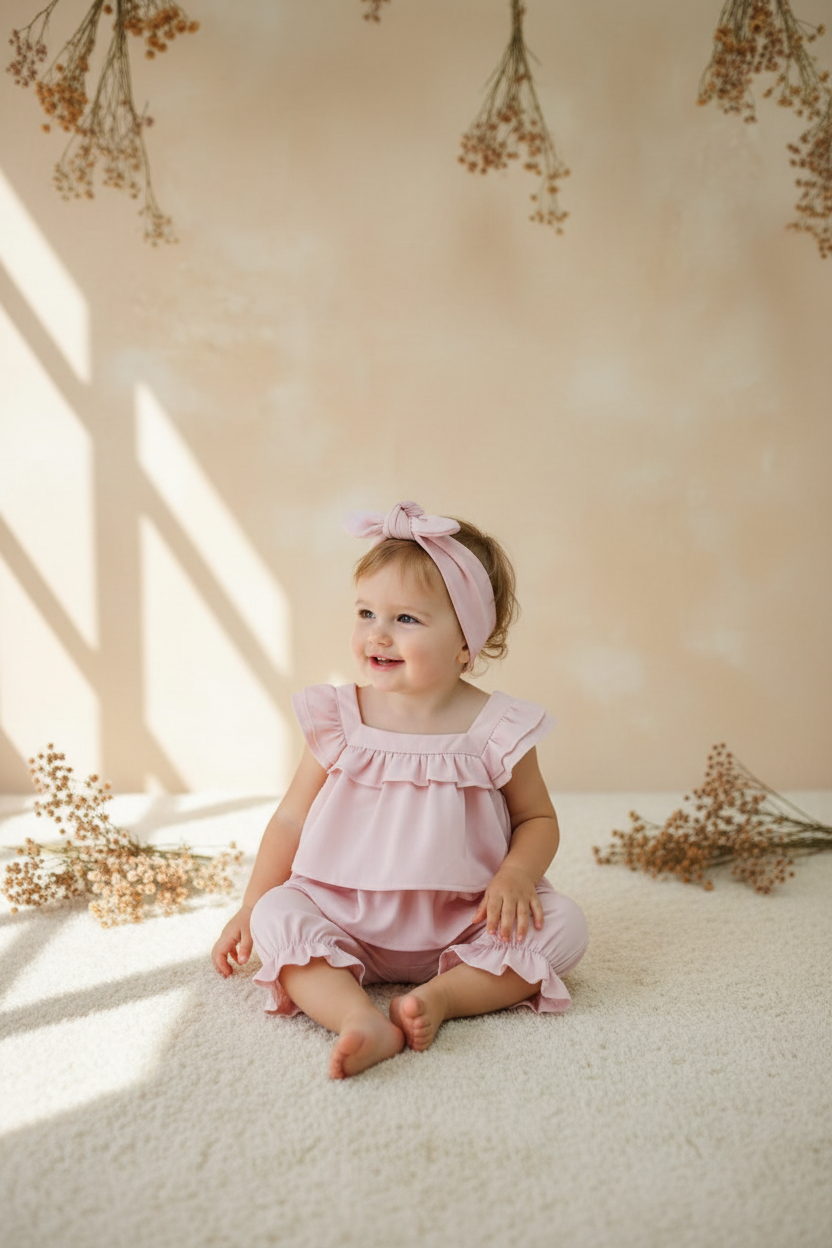 Pink ruffle set on girl